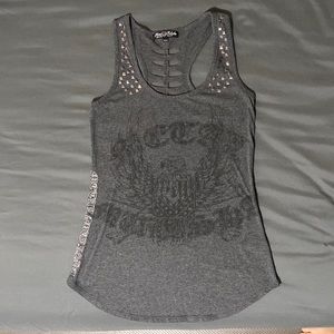 Metal Mulisha Grey Tank with Studs